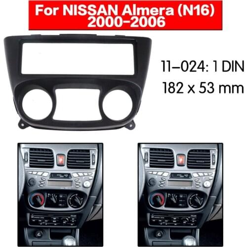 11-024 Double Din Fascia For NISSAN Almera (N16) 2000-2006 Radio DVD Stereo Panel Dash Mounting Installation Trim