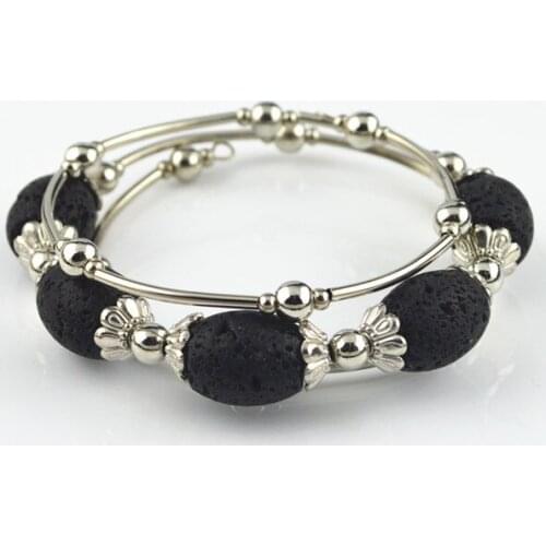 KB103579-DP---------- Natural Real lava Bead Bracelet Bangle Nice Gift Jewelry Factory Price Vintage