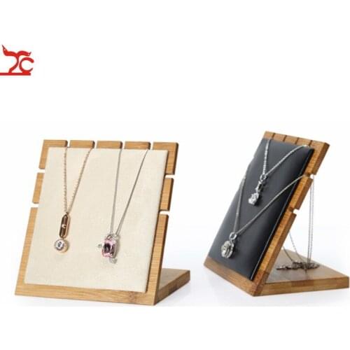 L shape Jewelry display shelf Bamboo Multiple Necklaces Display Pendant Display Organizer Jewelry Counter Display Stand