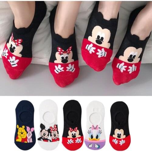 5 Pairs/Lot summer Casual Cute women Socks animal Cartoon Mouse Duck socks Cotton invisible funny socks size 35-41Dropshipping