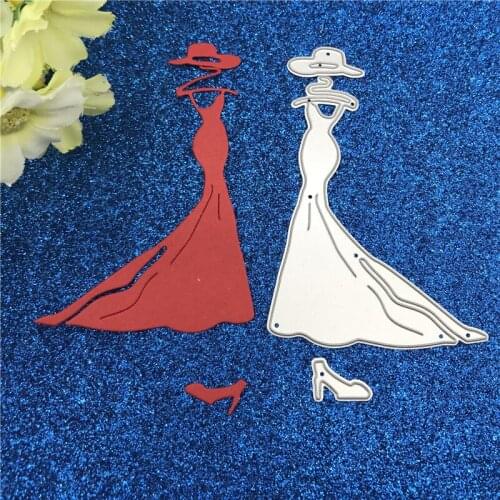 Metal Cutting Dies Lady formal dress hat Stencil Craft Antique Hollow Out Grid Embossing For DIY Scrapbooking Card Decoration