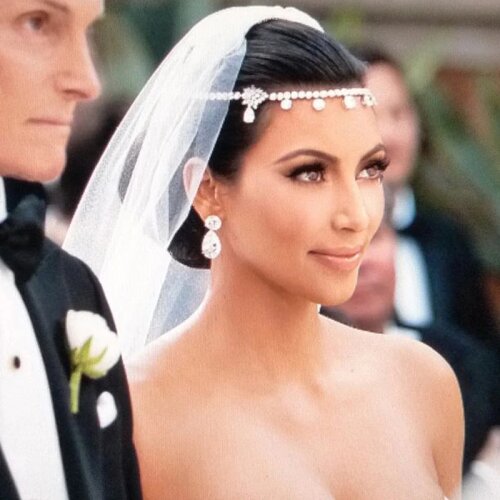 2 PCS Fashion Clear Crystal Headband Flower Rhinestone Bridal Head Chain Forehead Headpiece For Women Wedding Hair Jewelry
