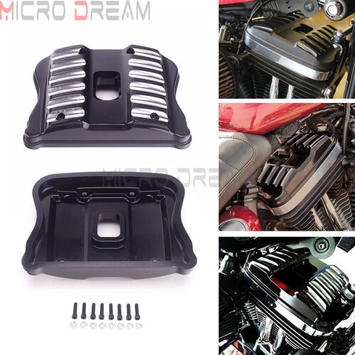 Motorcycle Black Accent XL Rocker Box Top Cover w/ Screws for Harley Sportster XL883 XL1200 Iron XL883N Custom Nightster 04-17
