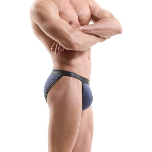 Mens High Fork Triangle U Convex Pouch Breathable Hole Patent Leather Edging Tenue Homme Sexy Mesh Panties Hombre Sexi Briefs