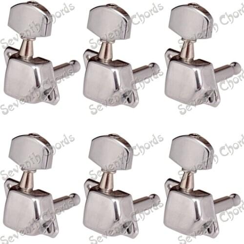 A Set 6R 18MM Chrome Square Button Inline Semiclosed Tuning Pegs keys Tuners Machine Heads for Electric Guitar