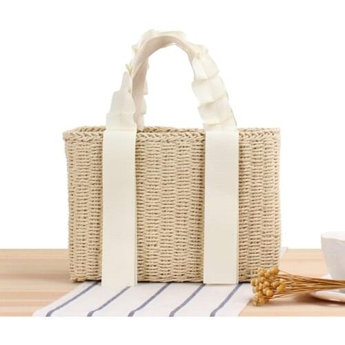 New Fashion Summer Straw Bag For Leadies High Quality Woven Handbag Women Beach Bag Bohemian Tote With String Lining And Ribbons