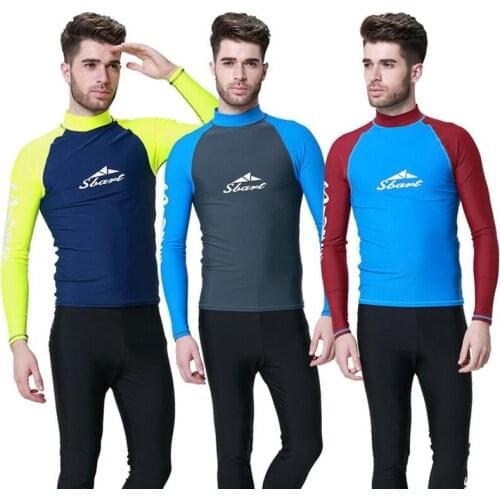 Sbart Swimming Shirt For Men Rash Gaurd T Shirts Long Sleeve Male Sailing Surfing Suits Swimwear Diving Suits Tops 2018 DBO