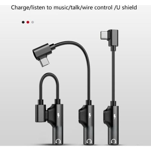 Practical TPE+Aluminum Alloy Efficient USB- C to 3.5mm Headphone and Charger Adapter More Convenient