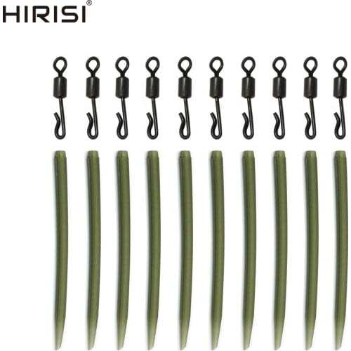 50+50pcs Terminal Tackle Carp Fishing Swivel Quick Change Swivels Tackle and 54mm Fishing Anti Tangle Sleeves