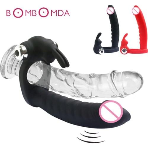 Sex vibrating Dildo Anal Stimulator Butt Plug G-Spot Prostate Massage Vibrators with Penis Massage Cage Rings Couple Sex Product