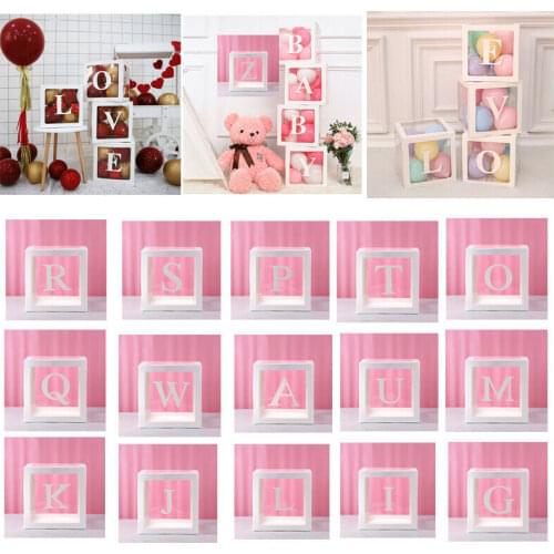 A-Z Letter Balloons Box Transparent Name Box First 1st Kids Birthday Baby Shower Party Decor Gift Box Wedding Party Decoration