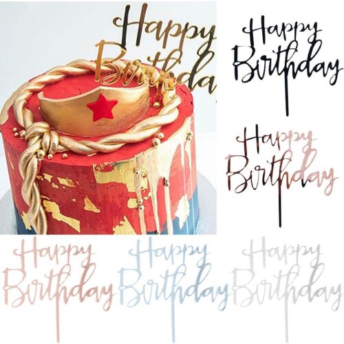 Happy Birthday Cake Topper Cupcake Birthday Party Decorating Card Accessories For Home Party Supplies Cake Decoration