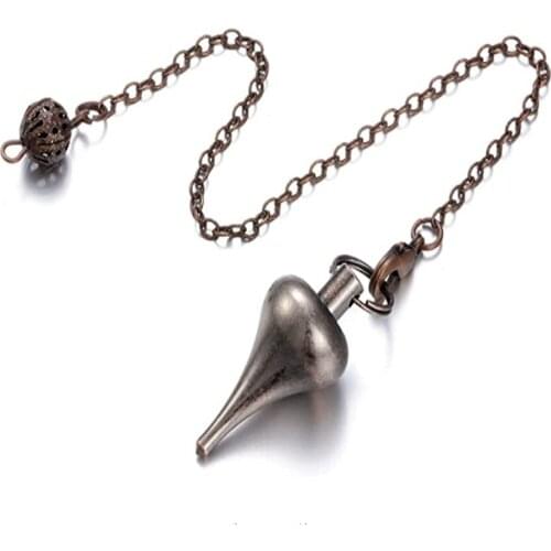 FYJS Unique Antique Copper Cone Pyramid Pendulum for Dowsing Pendant for Gift Link Chain Metal Jewelry