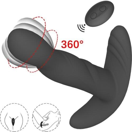 360 Degree Rotating Anal Plug Vibrator Silicone Male Prostate Massager Butt Plug Anus Vibrating G-Spot Stimulate Sex Toy For Men