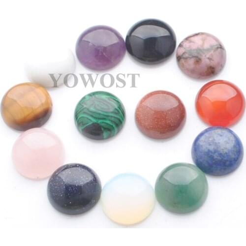 YOWOST Free Shipping Natural Gem Stone Round Cabochon CAB No Hole Jewelry 16x6MM 20PCS/Lot QBU301