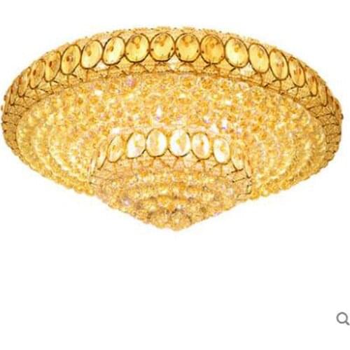 Golden round crystal warm living room modern LED ceiling lamp hotel villa restaurant clubs lighting lamps LED lighting fixture