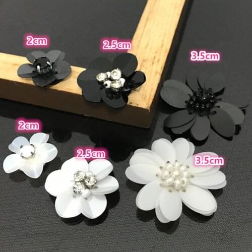 10 PCS Flower sequins Rhinestones bead brooch patches applique sew on beading applique clothes shoes bags decoration patch DIY
