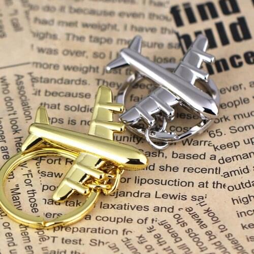10PCS/Lot Civil Airplane Keychain Fashion Polished Chrome Accessories Aircraft Plane Model Metal Key Chain Ring Keyfob Keyring