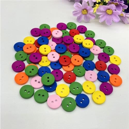 1000pcs Bright Mixed Color 15mm Wood Round 2 Holes Buttons Sewing Baby Button for Scrapbooking Embellishments Cardmaking