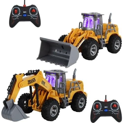 2.4G Remote Control Construction Vehicle Model w/ Lights with Heavy Tires Kids Electric RC Car Hobby Toys Gift