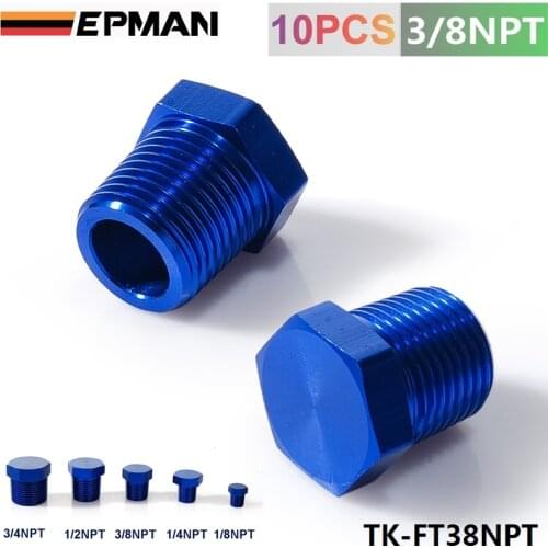 3/8"NPT Aluminum Hex Head Male Port Plug Block Off Fitting Adapter Blue TK-FT38NPT