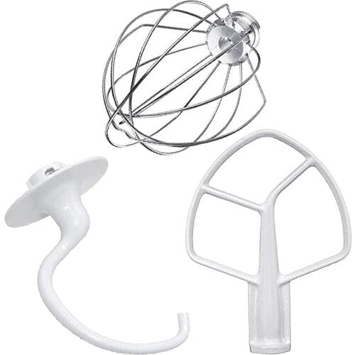 3Pack Standard Mixer Replacement Set Flat Beater Wire Whip K45DH Hook for 3K5SS 9KSM5 KPM5