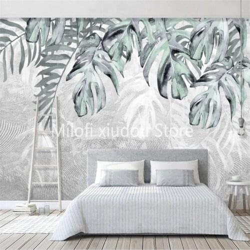 Milofi custom 3D wallpaper mural modern minimalist fresh plant leaf living room bedroom background wall decoration painting wall