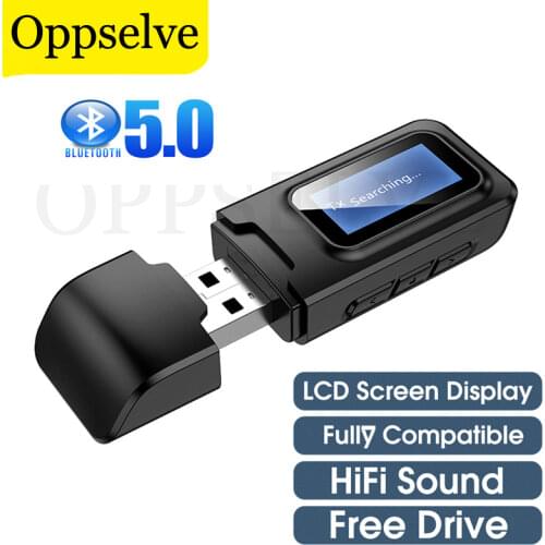 5.0 Bluetooth Audio Receiver Transmitter LCD Display Bluetooth AUX USB 3.5mm Jack For TV PC Headphone Car Kit Wireless Adapter
