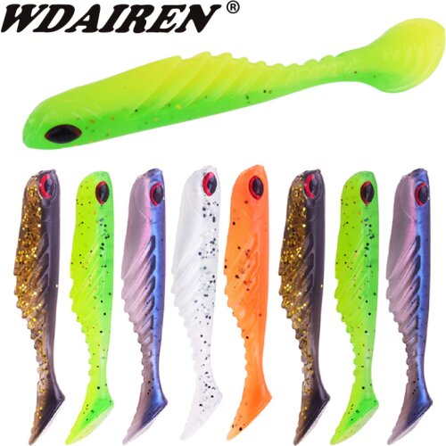5pcs/Lot Fishing Shad Soft Lure 7cm 2.9g Bass 3D Eyes Silicone Artificial Bait Jig Wobblers T Tail Swimbaits Pesca Leurre Tackle