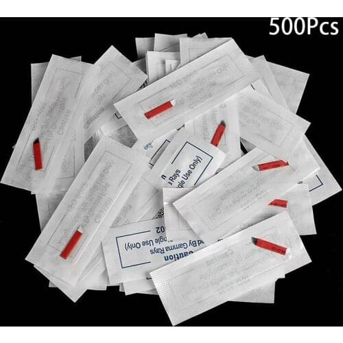 500Pcs 0.18mm 14 Flex Nano Blades Microblading Needles Permanent Makeup Eyebrow Red Tattoo Needle Blade Microblade 3D Embroidery