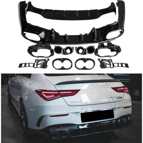 ABS BLACK REAR BUMPER TRUNK LIP SPOILER DIFFUSER & Exhaust Tips For Mercedes Benz W118 C118 AMG CLA35 CLA45 CLA180 CLA200 CLA250