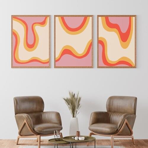 Abstract 70s Summer Colour Melt Marble Home Decor Wall Art Poster And Print Canvas Painting Mid Century Boho Style Wall Pic