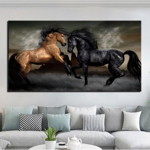 Black Horse and Brown Horse Diamond Embroidery Mosaic Decor Gift Handmade 5D diy Diamond Painting animal Couples,YG2087