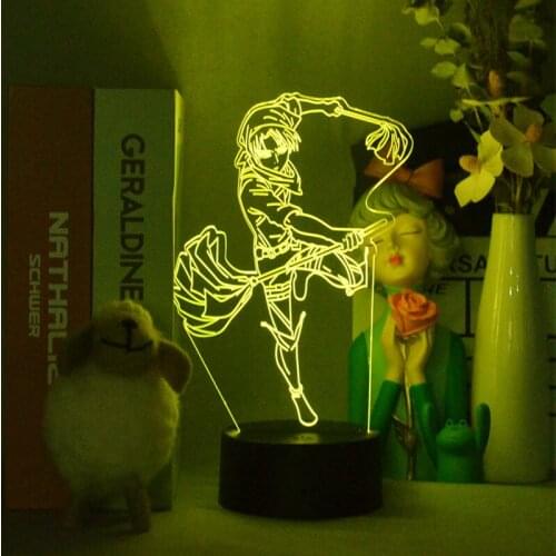 Anime 3d Lamp Attack on Titan Levi Ackerman for Bedroom Decoration Light Kids Gift Table 3d Led Lamp Manga