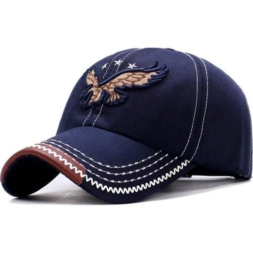 Fashion 3D Eagle Embroidery Baseball Caps Men Women Washed Denim Sports Active Casual Hat Active Hat One Size Adjustable #35