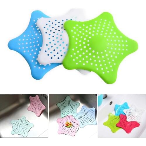 For Bathroom Silicone Sink Strainer Five-pointed Star Sink Filter Bathroom Sucker Floor Drains Shower Hair Sewer Filter Colander