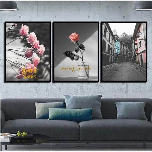 Home Decor Beautiful Flowers Scenery Building Painting Simple Poster On Canvas Painting Space Wall Art For Living Room Unframed