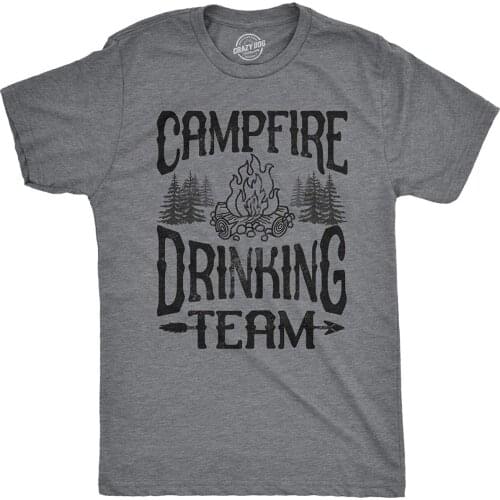 T shirts for men 2020 funnyCrazy Dog T-Shirts Mens Campfire Drinking Team Tshirt Funny Camping Party Tee