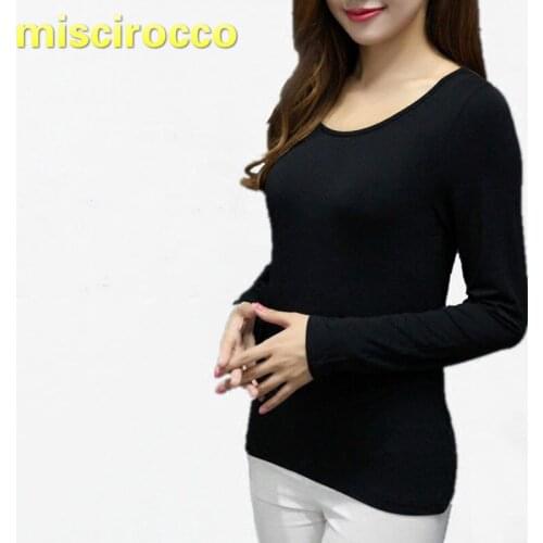 Pregnant Women Modal Long Sleeves T-Shirts Big Size Womens Clothes Maternity O-neck Tops Black White Elasticity