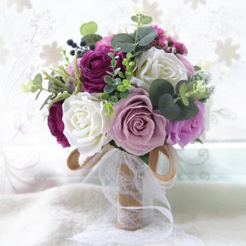 Nordic Artificial Flower Rose Hand Bouquet Hold Wedding Bouquet Silk Flower Family Party Table Autumn Flower Decoration