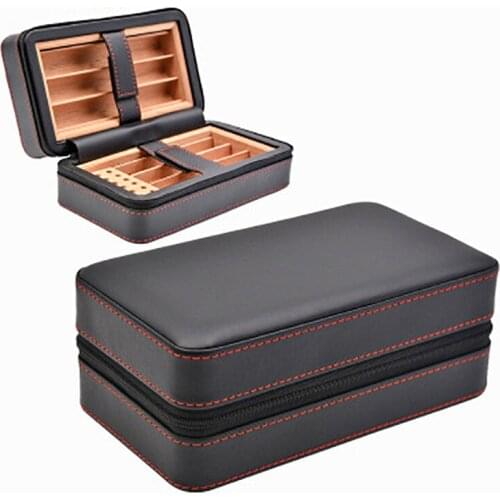 Cedar Wood Cigar Travel Humidor Box Portable Cigar Case W/ Humidifier Hygrometer Cigar Humidor Sigaren Box For COHIBA CigarsP004