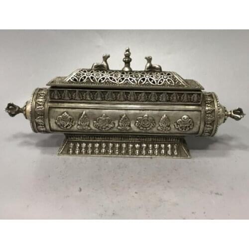 China White copper eight treasure Tibetan incense burner crafts statue