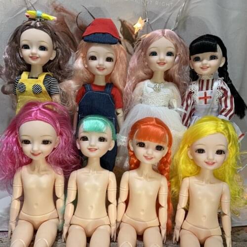New 30cm Smiley Face Doll 1/6 BJD Naked Baby with Printed Eyelashes 21 Joints Smile Girl Give Shoes Girl Gift Toy