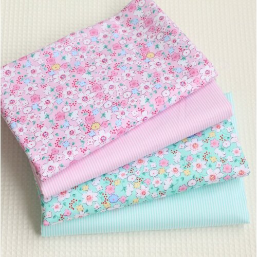 Patchwork Fabrics Cotton Fabric The Cloth By The Meter Fabric For Sewing For Patchwork Small Floral Pink Green 50*160 Plain