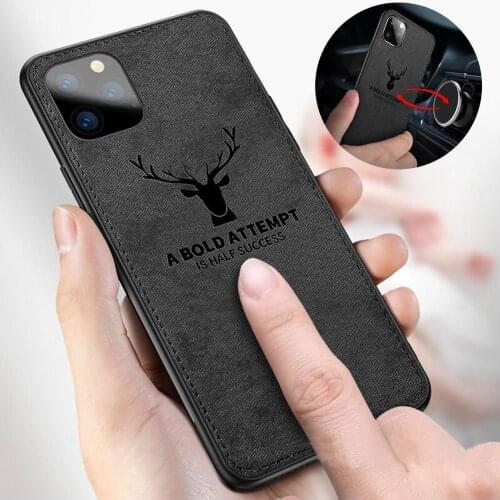 Magnetic Cloth Texture Deer Shockproof Phone Case For iPhone 12 11 Pro XS Max XR 5 5S SE 6 6S 7 8 Plus X Built-in Magnet Cover
