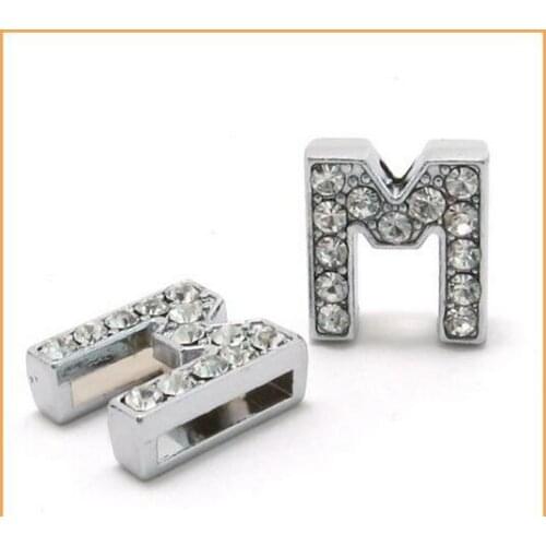 FASHIONAL! 8mm 50pcs *M* Slide letters Wear letters Fit Wristbands or Pet Collar DIY Accessories