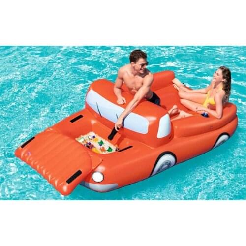 2 Person Inflatable Giant Car Pool Float with Cooler Cup Holder Swimming Pool Party Floating Boat Water Lounger Air Mattress