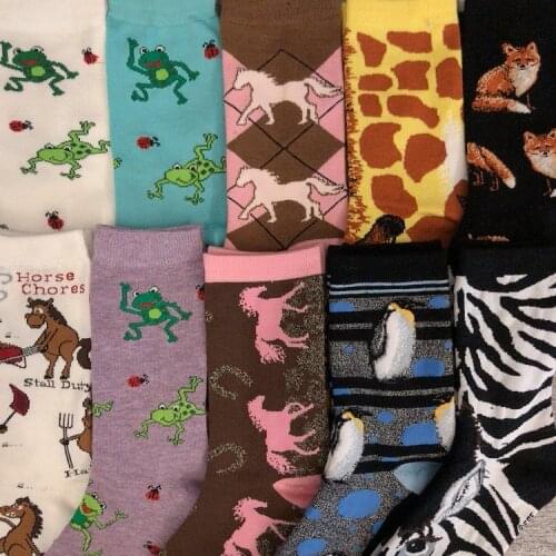 Drop Ship Crew Fashion Funny Animal Socks Lovely Corgi Frog Pig Zebra Pinto Penguin Fox Giraffe Diamond Zoo Chihuahua Animals