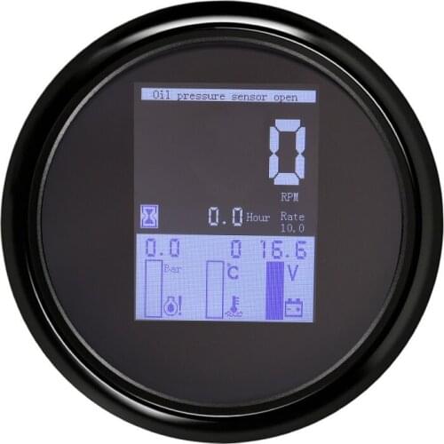 New Tachometer Digital Tacho meter Waterproof 4 in 1 Multi-functional Gauge Water Temp Fuel Level Oil Pressure 0~10Bar Alarm