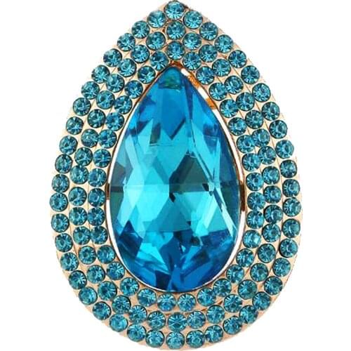 Lake Blue Rhinestone Teardrop Water Dorp Brooches Womens Alloy Branch Brooch Pins Suits Dress Banquet Brooch BRO21